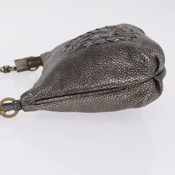 Bottega Veneta INTRECCIATO Shoulder Bag Leather Silver 196484 Auth 208268A