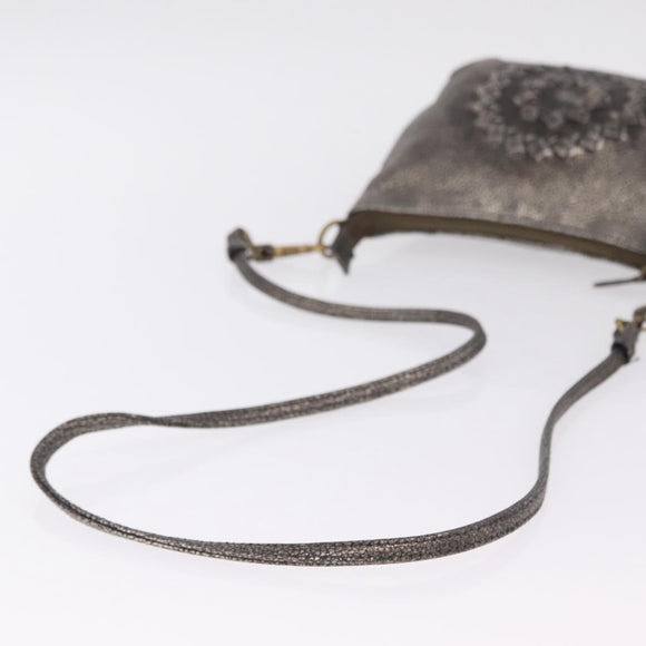 Bottega Veneta INTRECCIATO Shoulder Bag Leather Silver 196484 Auth 208268A