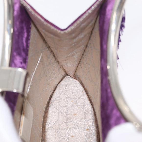 Christian Dior Hand Bag Velor Purple Silver Auth 208271A