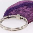 Christian Dior Hand Bag Velor Purple Silver Auth 208271A-7