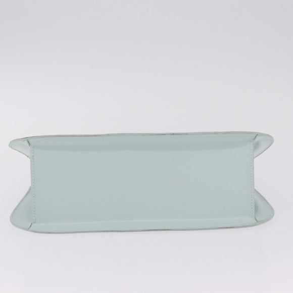 LOEWE Hand Bag Suede Light Blue Gold Auth 208276A