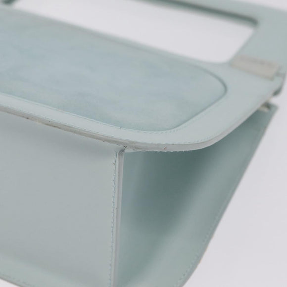 LOEWE Hand Bag Suede Light Blue Gold Auth 208276A