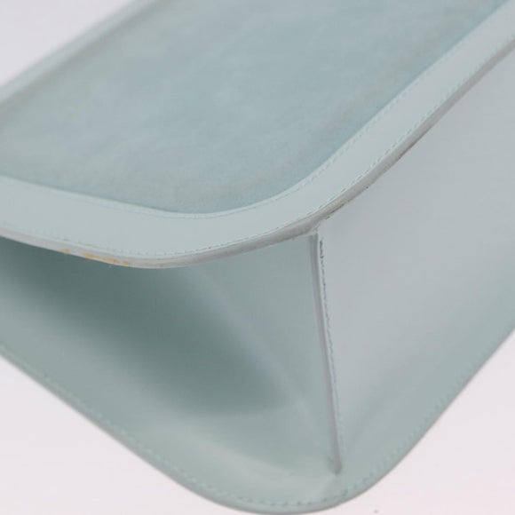 LOEWE Hand Bag Suede Light Blue Gold Auth 208276A