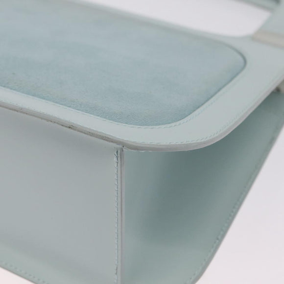 LOEWE Hand Bag Suede Light Blue Gold Auth 208276A