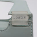 LOEWE Hand Bag Suede Light Blue Gold Auth 208276A-16