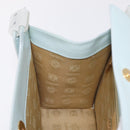 LOEWE Hand Bag Suede Light Blue Gold Auth 208276A-21