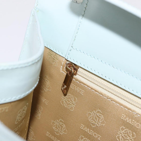 LOEWE Hand Bag Suede Light Blue Gold Auth 208276A