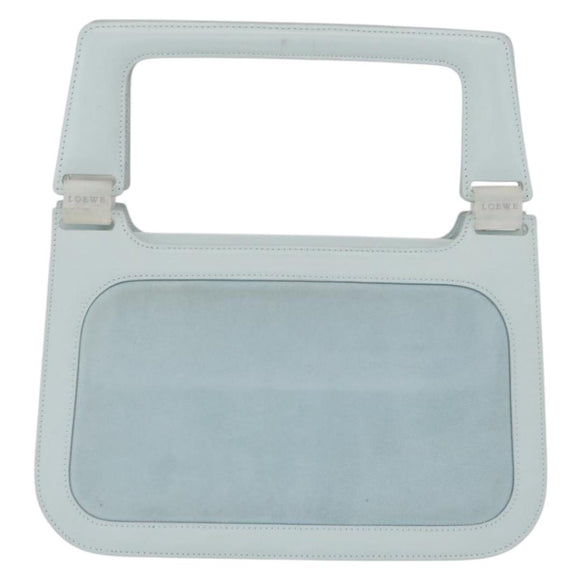 LOEWE Hand Bag Suede Light Blue Gold Auth 208276A