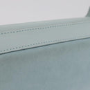 LOEWE Hand Bag Suede Light Blue Gold Auth 208276A-4