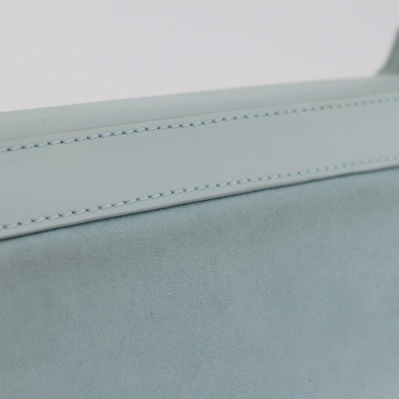 LOEWE Hand Bag Suede Light Blue Gold Auth 208276A