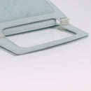 LOEWE Hand Bag Suede Light Blue Gold Auth 208276A-9