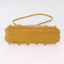 Miu Miu Madras Shoulder Bag Leather Yellow Gold Auth 208280A-12