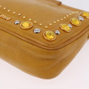 Miu Miu Madras Shoulder Bag Leather Yellow Gold Auth 208280A-14