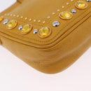 Miu Miu Madras Shoulder Bag Leather Yellow Gold Auth 208280A-15