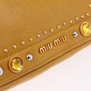 Miu Miu Madras Shoulder Bag Leather Yellow Gold Auth 208280A-17