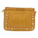 Miu Miu Madras Shoulder Bag Leather Yellow Gold Auth 208280A-2