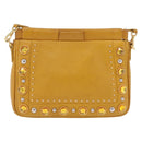 Miu Miu Madras Shoulder Bag Leather Yellow Gold Auth 208280A-3