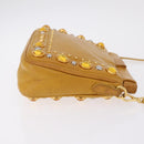 Miu Miu Madras Shoulder Bag Leather Yellow Gold Auth 208280A-5
