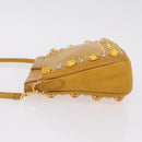 Miu Miu Madras Shoulder Bag Leather Yellow Gold Auth 208280A-6