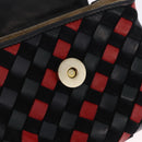 Bottega Veneta INTRECCIATO Chain Shoulder Pouch Leather Black Gold Auth 208281A-17