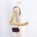 Bottega Veneta INTRECCIATO Chain Shoulder Pouch Leather Black Gold Auth 208281A-23