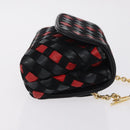 Bottega Veneta INTRECCIATO Chain Shoulder Pouch Leather Black Gold Auth 208281A-4