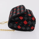 Bottega Veneta INTRECCIATO Chain Shoulder Pouch Leather Black Gold Auth 208281A-5