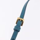 Miu Miu Madras Accessory Pouch Leather Light Blue Gold Auth 208282A-10