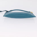 Miu Miu Madras Accessory Pouch Leather Light Blue Gold Auth 208282A-11