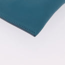 Miu Miu Madras Accessory Pouch Leather Light Blue Gold Auth 208282A-12