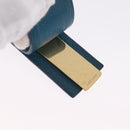 Miu Miu Madras Accessory Pouch Leather Light Blue Gold Auth 208282A-17
