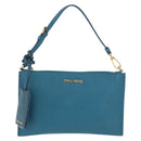 Miu Miu Madras Accessory Pouch Leather Light Blue Gold Auth 208282A-2