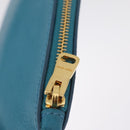 Miu Miu Madras Accessory Pouch Leather Light Blue Gold Auth 208282A-20