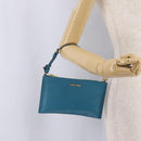 Miu Miu Madras Accessory Pouch Leather Light Blue Gold Auth 208282A-26