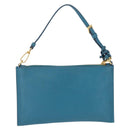 Miu Miu Madras Accessory Pouch Leather Light Blue Gold Auth 208282A-3