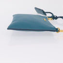 Miu Miu Madras Accessory Pouch Leather Light Blue Gold Auth 208282A-4