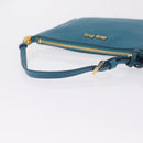 Miu Miu Madras Accessory Pouch Leather Light Blue Gold Auth 208282A-7