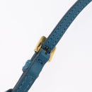 Miu Miu Madras Accessory Pouch Leather Light Blue Gold Auth 208282A-9