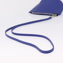 Salvatore Ferragamo Neck Pouch Leather Blue Silver Auth 208284V-14