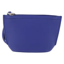 Salvatore Ferragamo Neck Pouch Leather Blue Silver Auth 208284V-2
