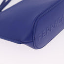 Salvatore Ferragamo Neck Pouch Leather Blue Silver Auth 208284V-20