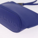 Salvatore Ferragamo Neck Pouch Leather Blue Silver Auth 208284V-22