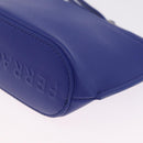 Salvatore Ferragamo Neck Pouch Leather Blue Silver Auth 208284V-27