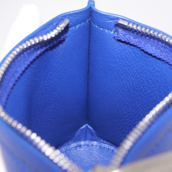 Salvatore Ferragamo Neck Pouch Leather Blue Silver Auth 208284V