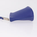 Salvatore Ferragamo Neck Pouch Leather Blue Silver Auth 208284V-7