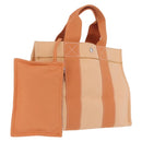 HERMES Coquillage PM Hand Bag Canvas Orange Silver Auth 208285A-1
