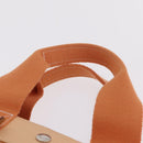 HERMES Coquillage PM Hand Bag Canvas Orange Silver Auth 208285A-10