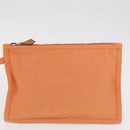 HERMES Coquillage PM Hand Bag Canvas Orange Silver Auth 208285A-20