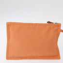 HERMES Coquillage PM Hand Bag Canvas Orange Silver Auth 208285A-21