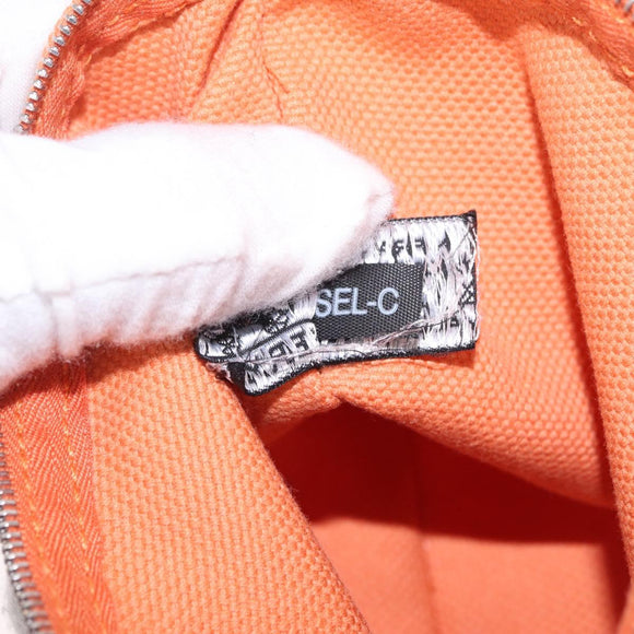 HERMES Coquillage PM Hand Bag Canvas Orange Silver Auth 208285A